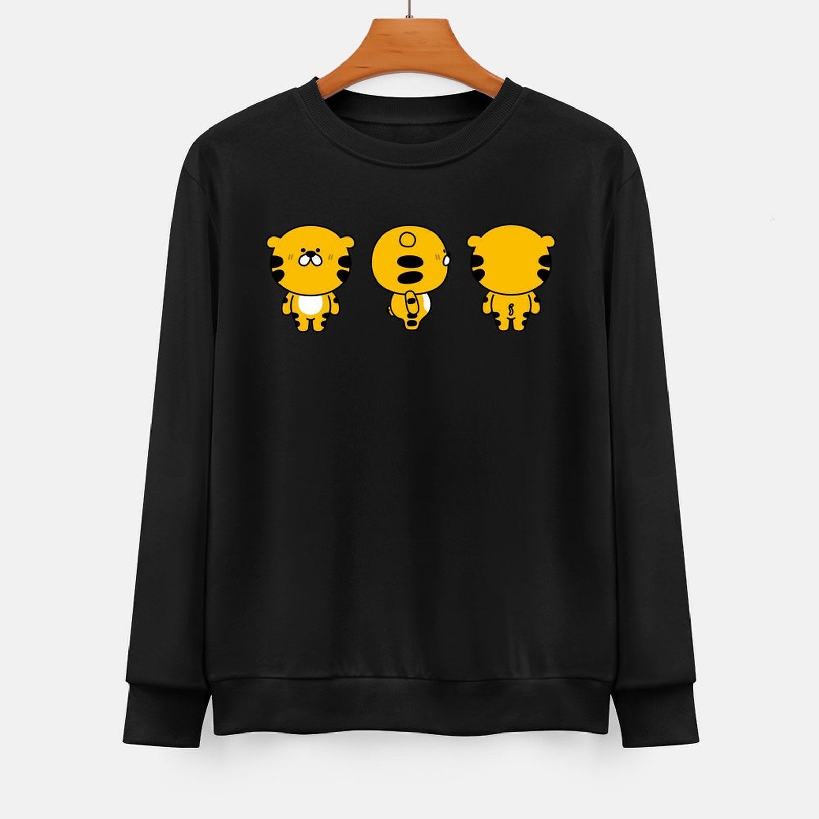 Front Patterned Long Sleeve TopFitted Solid